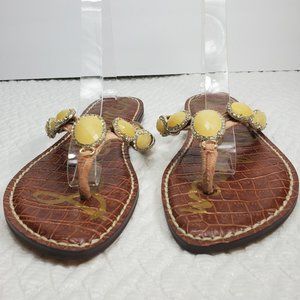 San Edelman Women's Shoes Beautiful Sandals Flip Flops Yellow stones Size 6.5